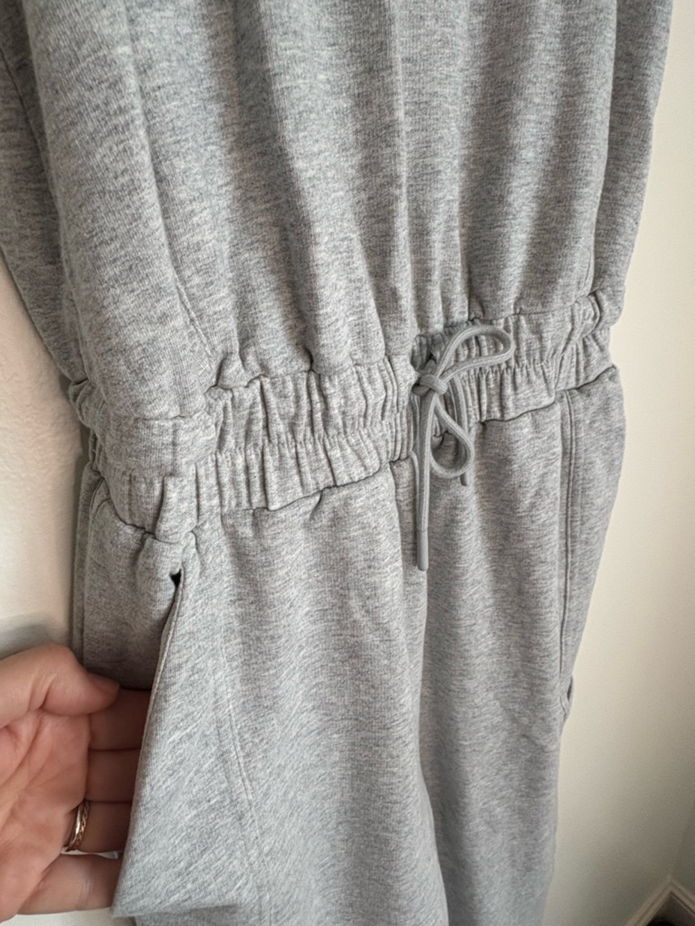 FLX Light Gray Sleeveless Drawstring Jumpsuit Women’s Athleisure Sporty Sz XS - Picture 6 of 14
